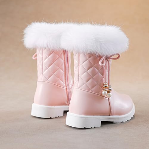 DAYISS Girls Winter Boots Fashion Fur Lined Lightweight Warm Snow Boots Princess Warm Winter Shoes for Girls4