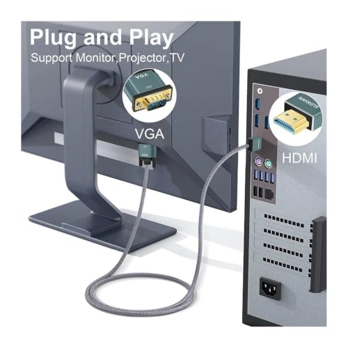 Cable HDMI a VGA con carcasa de aleación de aluminio premium de 1m 6