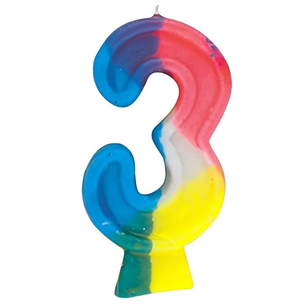 Unique Party - Vela de cumpleaños Número 3 del Arco Iris (350-3)