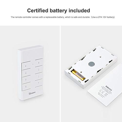 SONOFF RM433 Controle Remoto sem Base 8 Chaves Multiuso Custom 433 MHz RF Substituição da Chave de C