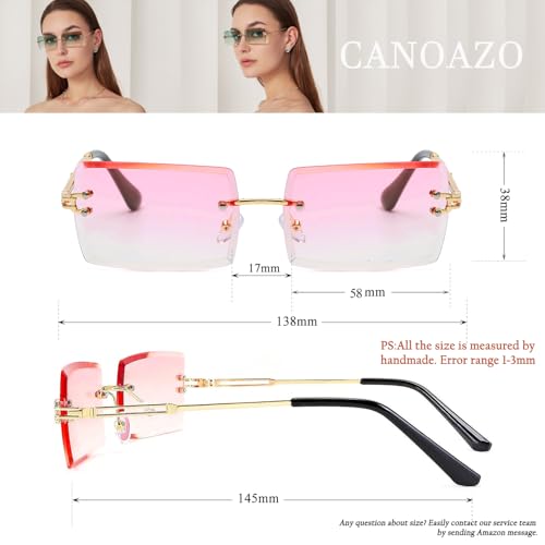 Rimless Rectangle Sunglasses Women Men Trendy Square Y2K Glasses Retro Frameless Eyewear Gradient Lens4