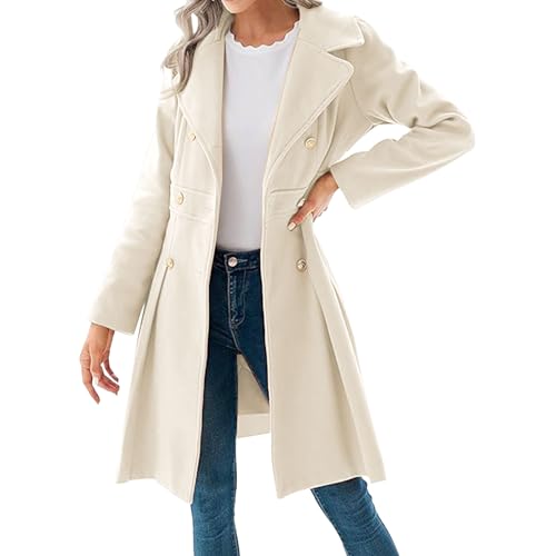 Long Trench Coat for Women Double Breasted Trench Coat Women Women's Fashion Notch Lapel Thick A Line Pea Coats Jacket2