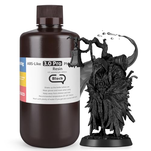 Image of ELEGOO ABS-Like Resin 3.0 Pro, 3D Printer Resin with Low Viscosity and High Precision, 405nm Rapid UV-Curing Photopolymer Resin, 3D Resin for LCD /DLP 3D Printing, Black 1000G