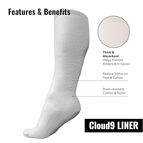 Cloud9 Walking Boot Sock Liner, Moisture-Wicking Foot, Boot Socks for Women and Men, Socks for Walking Boots, Made from Cotton & Nylon, Most Size Fit All, 1 Sock - Thumbnail 3