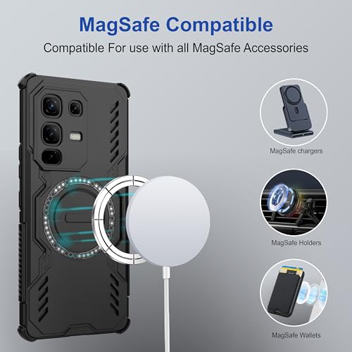 Image of Zapcase Back Case Cover for Infinix Note 50s 5G+ | Magnetic Case with Built-in Metal Ring | Supports MagSafe Charger, Wallet & Car Mount | Shockproof Hybrid PC + TPU | Black