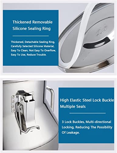 Generisch Milchkannen aus Edelstahl 304, Weineimer, Milchkännchen, Ölfass, Teekanister mit silikonversiegeltem Deckel, Milchtransporteimer zur Lagerung von Flüssigkeiten und Feststoffen, 46 6 Generisch Milchkannen aus Edelstahl 304, Weineimer, Milchkännchen, Ölfass, Teekanister mit silikonversiegeltem Deckel, Milchtransporteimer zur Lagerung von Flüssigkeiten und Feststoffen, 46