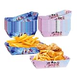 12 Paper Food Trays Party Boxes Theme Paper GIft Box for Food Lunches Treat Candy Cake Packing for Kids Birthday Catering Events Picnics Party Bags