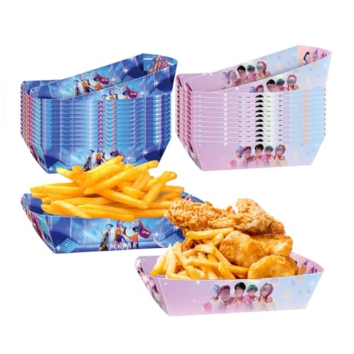 12 Paper Food Trays Party Boxes Theme Paper GIft Box for Food Lunches Treat Candy Cake Packing for Kids Birthday Catering Events Picnics Party Bags