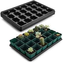 RooTrimmer 2.8 inch 7CM Square Nursery Pots 120pcs Green and 24 Cell Nursery Pots Trays 5 Pack, Plastic Seedling Starter Tray with Drain Holes for Carrying and Holding Plant Pot17"x11"x1.6"