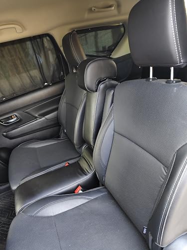 Image of PABLA ENTERPRISES Premium Car Center Seat with Armrest, Adjustable Headrest, and Two Cup Holders Compatible with Maruti XL6, PU Leather, Black