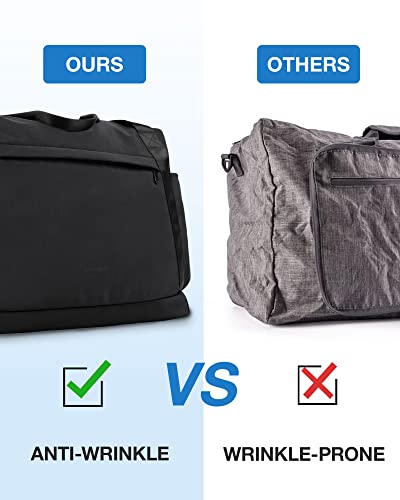 Foldable Travel Bag, Bagsmart 46L Large Duffle Bag For Women, Gym Bag Carry On Weekender Overnight Bag For Travel Accessories, Anti-Wrinkle (Black) #TOP5