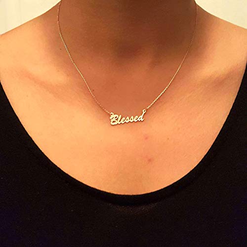 14K Gold Personalized Name Necklace, Cursive Handwriting Font Custom Made Nameplate Pendant, Precious Metals Solid Gold Monogram Name Necklace Jewelry Gift For Women Girls #TOP3