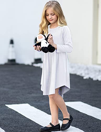 Arshiner Girls T-Shirt Dress Solid Cotton Costumes Basic Holiday Dress Midi White Wedding Angel 8-9 Years 8 9 10 7 #TOP12