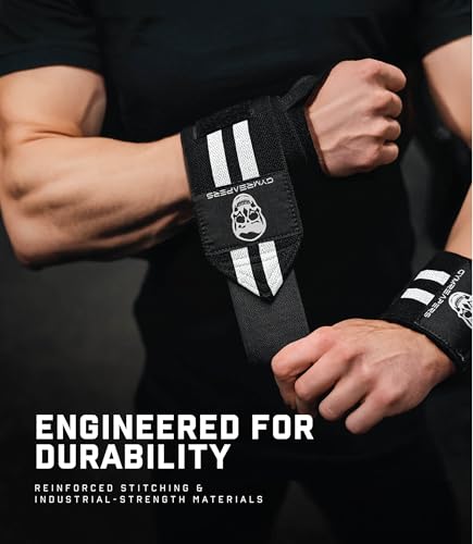 Image of Gymreapers Weightlifting Wrist Wraps (IPF Approved) Professional Quality Wrist Support with Heavy Duty Thumb Loop - Best Wrap for Powerlifting Competition, Strength Training, Bodybuilding