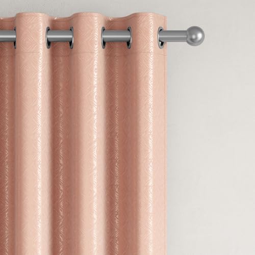 Image of Wakefit Jacquard Room Darkening Curtain | Light Blocking Upto 70% | (7 x 3.9 ft) | Door Curtain | Set of 2 | Reduces Noise | Machine Washable | Smash |Diamond Sand Pink