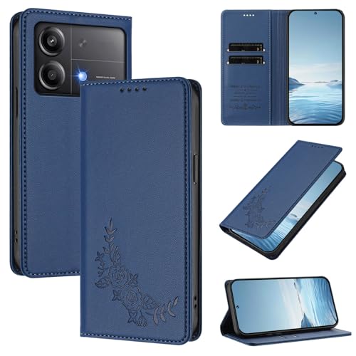 �X�}�z�P�[�X �Ή��@�� for Xiaomi Poco X6 Neo 5G,�Ή��@�� for Redmi Note 13R Pro 5G �yRFID�u���b�N�z�y�J�[�h�z���_�[�t�����z �}�O�l�b�g�J�� �X�^���h�@�\�t���z�X�}�z�P�[�X Blue