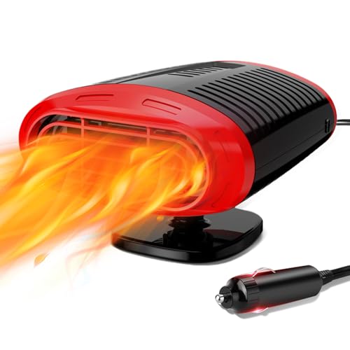 Qidoe Riscaldatore Auto 12V 200W – Stufetta Portatile Con Sbrinatore Per Parabrezza, Rotazione 360°, Per Camper E Taxi