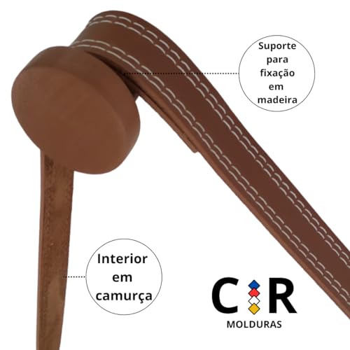 Espelho Decorativo Redondo 50cm Adnet Suspenso C/Alça Couro Ecológico + 5 Anos de Garantia (Caramelo