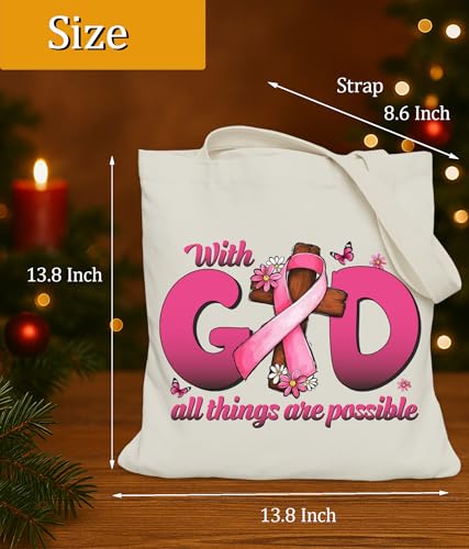 Image of Aesthetic Christian Gifts Tote Bag for Church, Religious Tote Bag for Bible Study, Medium Size with Inner Pocket