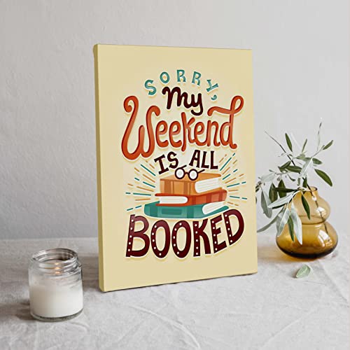 So Many Books So Many Time Canvas Wall Art Prints,My Weekend Is All Booked Paintings Prints Gifts For Book Lover Reader,11X14 Inches Set Of 2 Artwork For Book Themed Decor Reading Room Decorations #TOP2