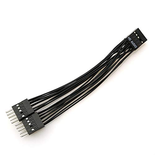 ZRM&E 9-Pin High-Definition Audio Expansion Line 10cm Motherboard Audio 1 Female to 2 Male Splitter Cable Lead Wire