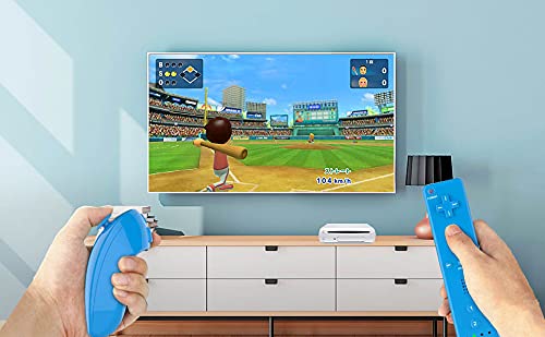 2 Packs Remote Controller with Motion Sensor Plus and Nunchuck Controller for Wii and Wii U Console, Augenweide Wireless Wii Game Joystick Controller Include Vibration,Sound Function (Blue/Black)