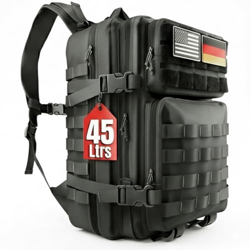 SPARTANFY | Zaino Crossfit Uomo 45L | Zaino Tattico Militare Impermeabile per Palestra, Escursionismo, Viaggio, Alpinismo | Zaino Grande Resistente con Sistema MOLLE, Grande