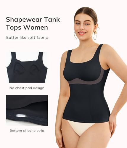 LODAY Compression Tank Tops for Women Shapewear Tummy Control Square Neck Camisole Cami Tops3
