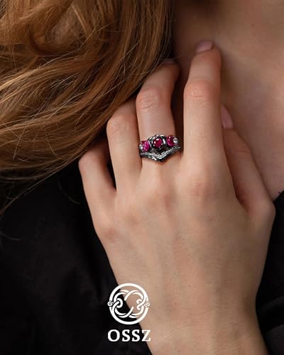 Gothic Triple Moon Ring - 925 Sterling Silver Black Moon Phase Rose Ring, Valentine's Day Christmas Birthday Promise Crown Engagement Jewelry Gift for Women4