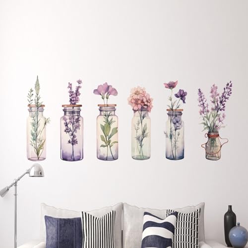 6 Piezas Vinilos Decorativos Floreros de Cristal para Pared miniatura 1