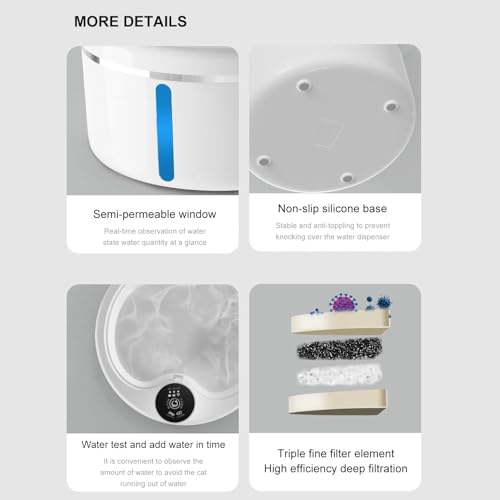 Fuente de agua automática para gatos y perros blanca miniatura 5