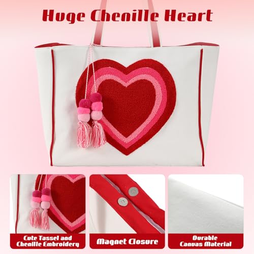 Image of DYSHAYEN Tote Bag for Women | Durable Canvas Fabric, Chenille Embroidery, Cute Shouler Handbag, for Travel,Shop,Work,Grocery