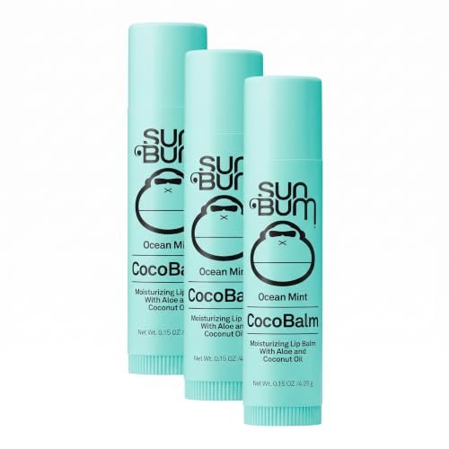 Sun Bum Cocobalm Ocean Mint - Hydrating Lip Balm With Coconut Oil and Aloe Vera - 0.15 oz Stick (Pack of 3)