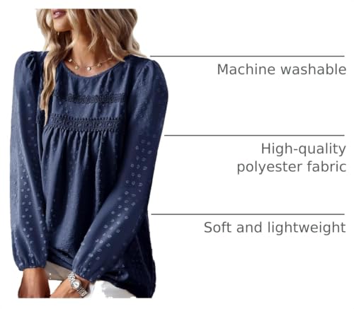 Image of Falechay Womens Tops Flowy Boho Dressy Casual Lace Cute Long Sleeve Shirts