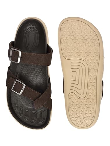 Image of HEALTH FIT Extra Soft Premium Classic Cushion Sliders /with Adjustable Buckle Strap & Light Weight Anti-SkidWaterproof Luxurious Slippers for Men's HF119