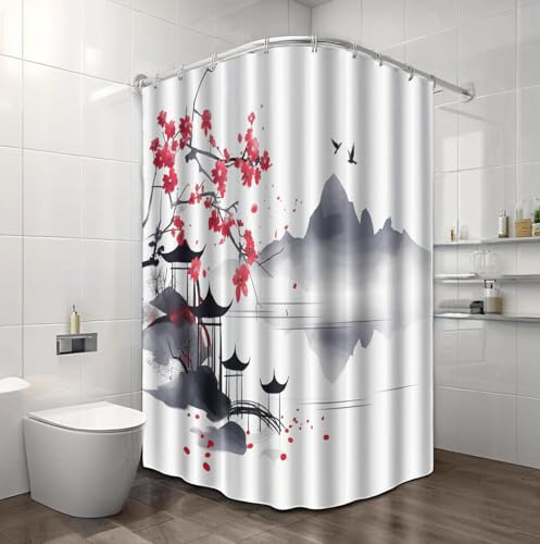 Rideau de douche imperméable lavable avec 12 crochets inclus - 5