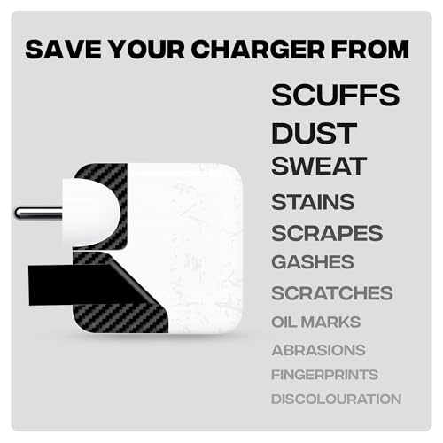 Image of Capes India Protective Adapter Skin Cover Compatible with MacBook Adapter 30W| Not a Case | Vinyl Skin Sticker (Carbon Fibre Black)