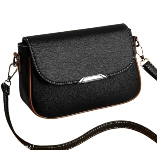 Women's PU Leather Crossbody Sling Bag Black, 20.5x7.5x14.5cm-picture-43