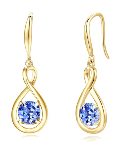 Dangle Infinity Birthstone Earrings 925 Sterling Silver