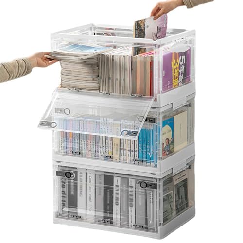 Bacs de rangement empilables en plastique transparent avec couvercles