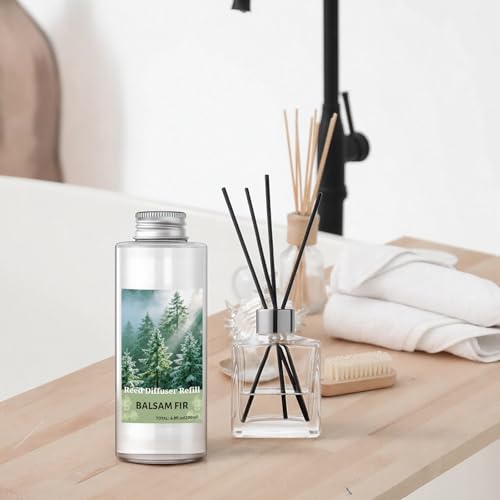 Image of STRN Reed Diffuser Oil Refill, Balsam Fir Scented Diffuser Oil Refills with 6 Reed Sticks 200ML(6.8fl.oz), Room Fresheners for Home, Long-Lasting Summer Fragrance for Living Room, Bedroom, Office