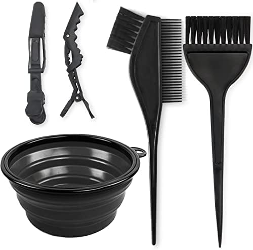 Yexixsr 5Pcs Professional Salon Hair Coloring Dyeing Kit, Hair Bleach Dit Hair Coloring Products with Hair Dye Brush, Hair Color Bowl, Hair Clips