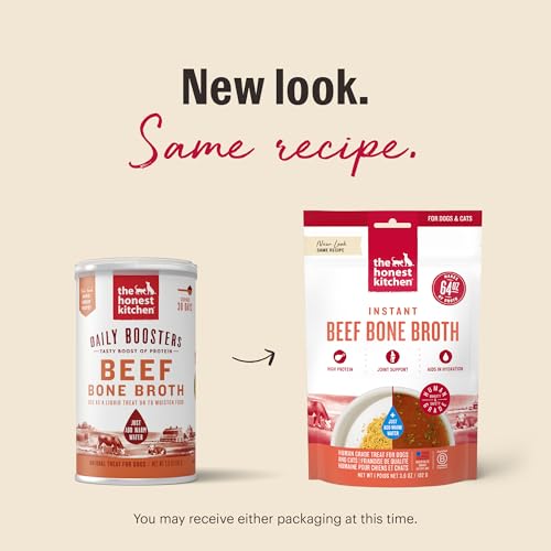 Image of The Honest Kitchen Human Grade Daily Boosts Instant Beef Bone Broth with Turmeric for Dogs 3.6 Ounces