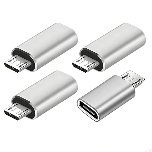 YANAJIAJIA 4 Pack USB C to Micro USB Adapter Fast Charging Micro USB to USB C Adapter Converter for Modern Smartphones & Tablets High-Speed Data Transfer Connector - Grey