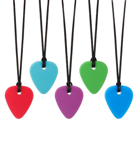 RUIOMII 5 paquetes de collares sensoriales de silicona de grado alimenticio, para niños y adultos con dentición, TDAH, autismo, necesidades de mordedura