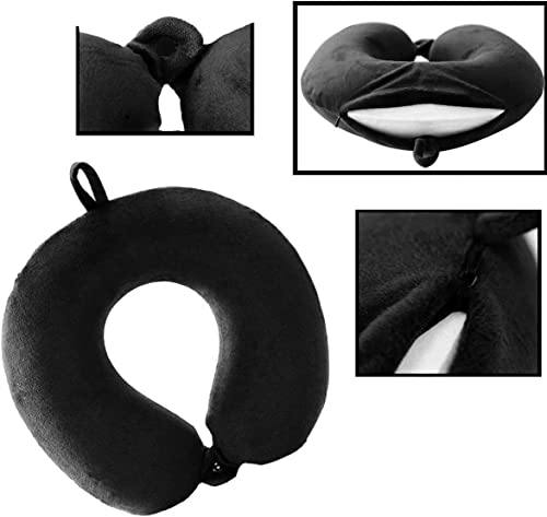 Image of GDEOUP Travel Pillow - Memory Foam Neck Pillow Support Pillow,Luxury Compact & Lightweight Quick Pack for Camping,Sleeping Rest Cushion (Black)