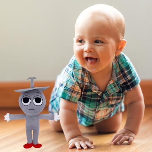 Image of Customized Text Grey Hat Standing Sprunki Plush Toys