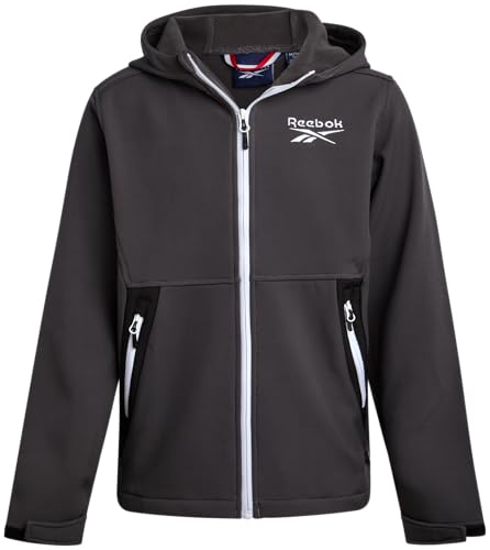 Image of Reebok Boys Fleece Jacket - Polar Fleece Lined Wind & Water Resistant Softshell Winter Jacket - Outdoor Winter Coat for Boys