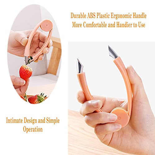 Aiyoume Strawberry Huller Stem Remover Tomato Corer Potato Tweezers Carrot Cutter Pineapple Peeler Clip for Fruit and Vegetable (Orange)