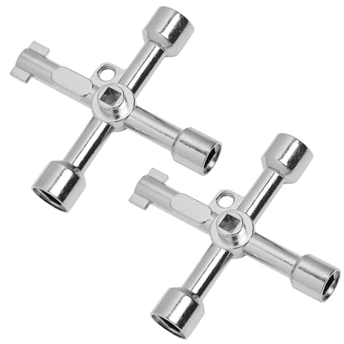 2 Piezas Llave Multifuncional De 4 Vías En Aleación De Zinc, 4 Puntas, Cruzada - Herramienta Universal Para Contadores De Agua, Armarios Eléctricos Y Válvulas De Gas